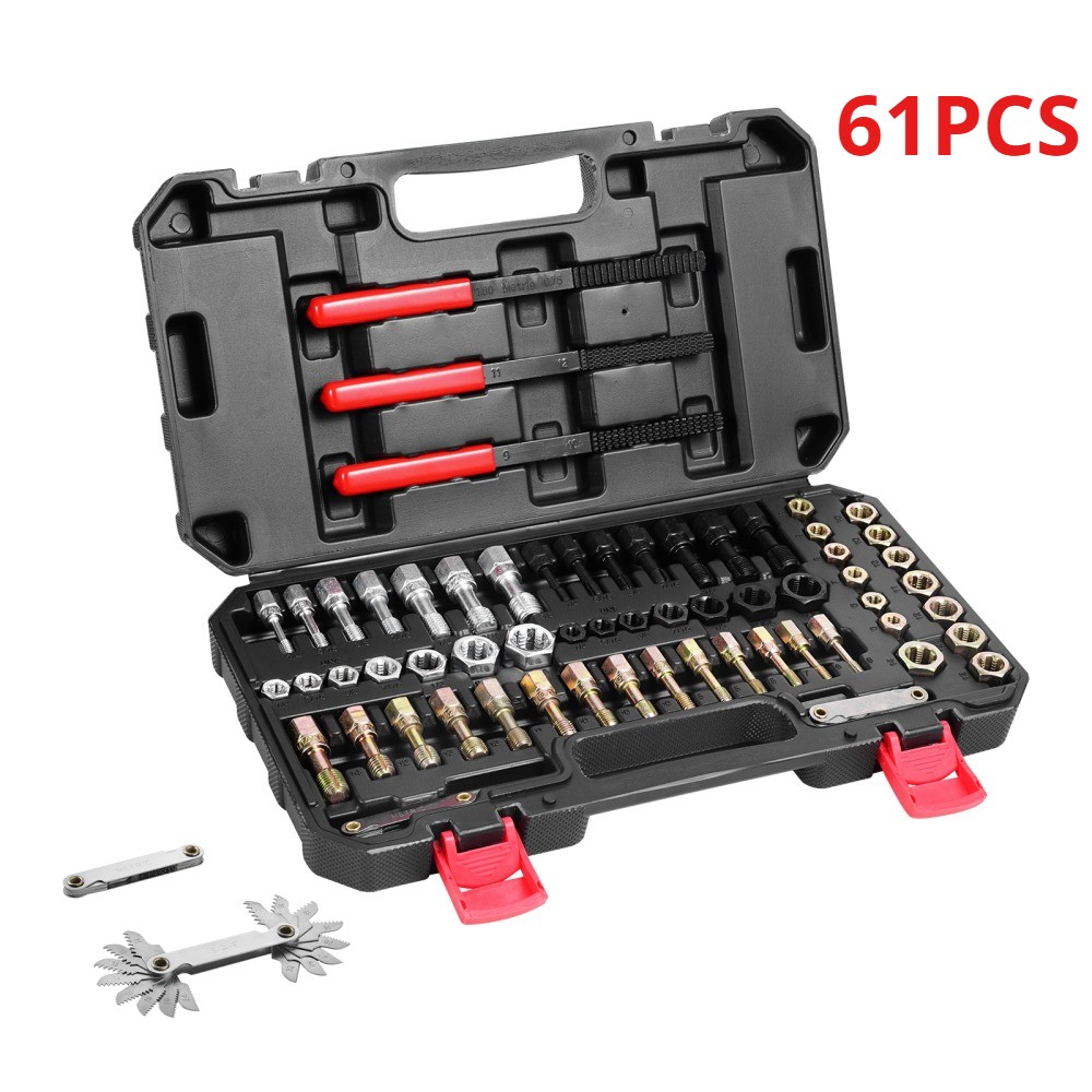 61PCS Thread Chaser Set Metric Thread Restorer Rethreading Precision Repair Tool