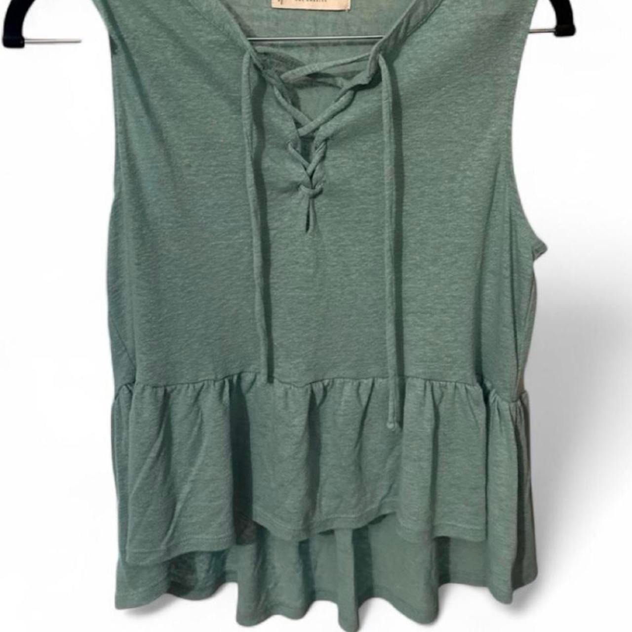 Lucky Brand teal lace-up ruffle tank. Lucky Brand teal lace-up ruffle tank.