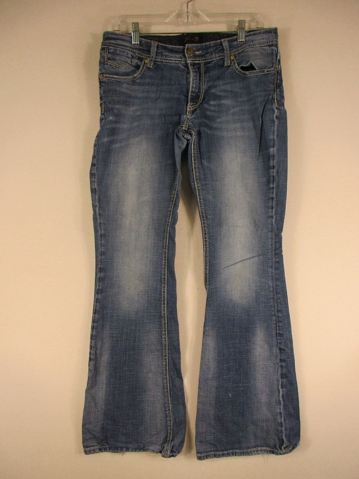 Seven7 Jeans Womens 10 Bootcut Medium Wash Flared Denim 5-Pocket Distressed Hem
