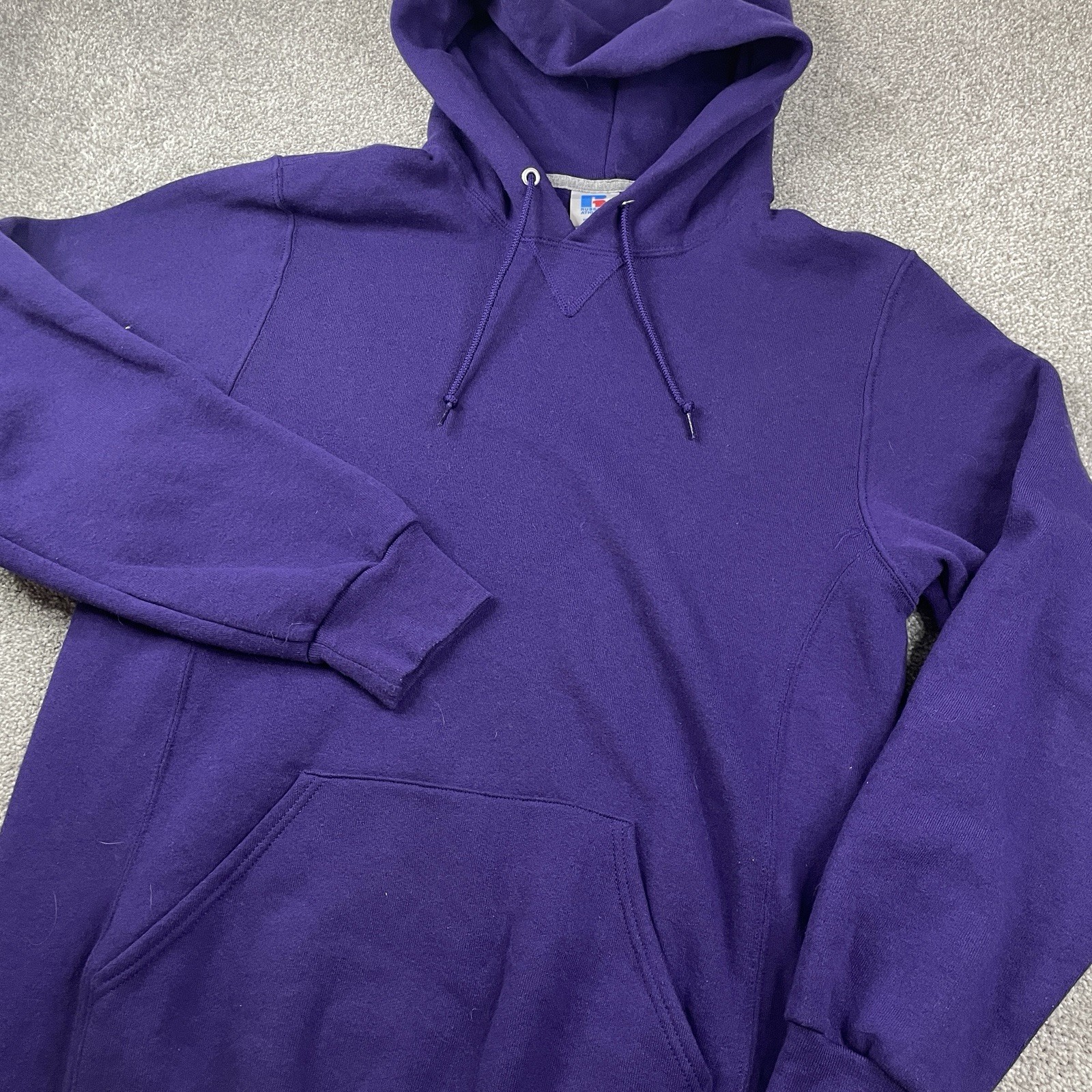 Russell Athletic Hoodie Sweatshirt Mens M Purple Fleece Pullover Blank Vintage Russell Athletic Hoodie Sweatshirt Mens M Purple Fleece Pullover Blank Vintage