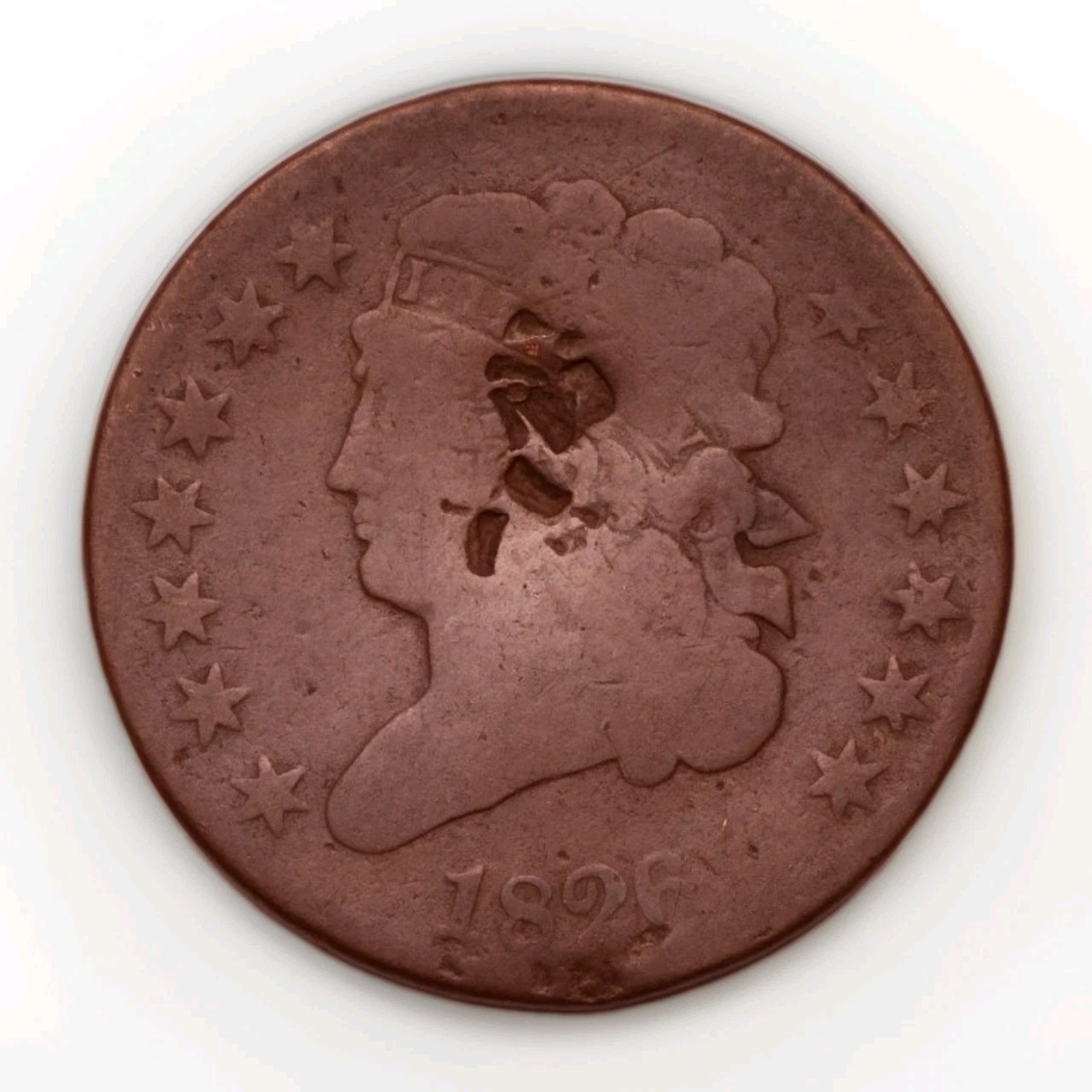 1826 Classic Head Half Cent Early US Copper Coin Damaged 1826 Classic Head Half Cent Early US Copper Coin Damaged