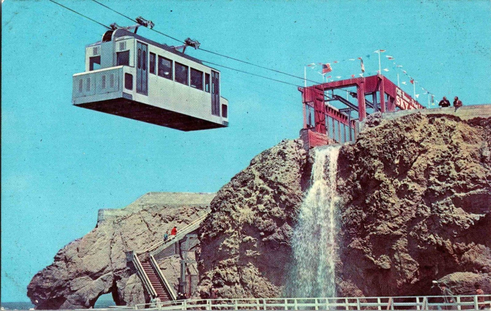 Postcard Carmel California Sky Tram Point Lobos waterfall terminal UNP