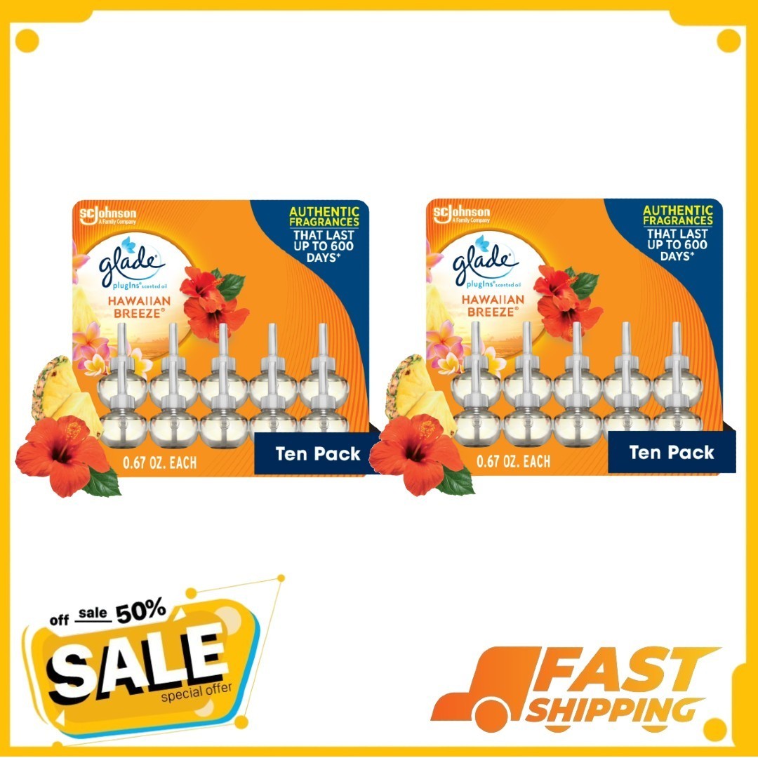 (20 Pack) Glade PlugIns Scented Oil 10 Refills, Air Freshener, Hawaiian Breeze® (20 Pack) Glade PlugIns Scented Oil 10 Refills, Air Freshener, Hawaiian Breeze®