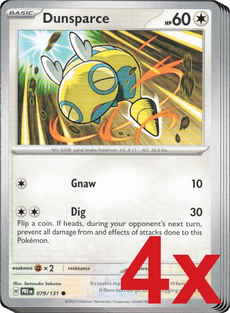 4x Dunsparce 079/131 Pokemon TCG Playset SV: Prismatic Evolutions 4x Dunsparce 079/131 Pokemon TCG Playset SV: Prismatic Evolutions