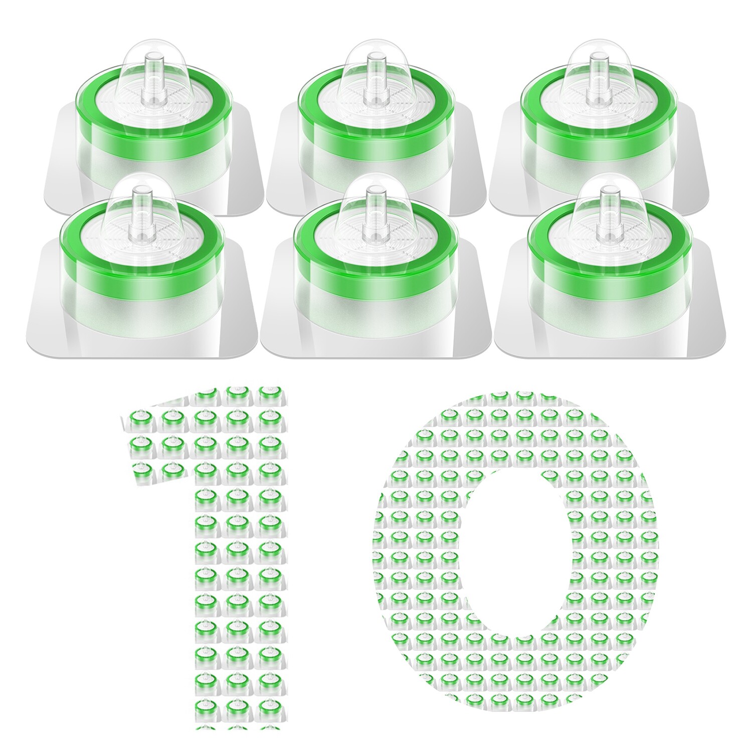 10/100pcs Sterile Syringe Filter PES Membrane 0.22um Pore Size, 33mm Individual
