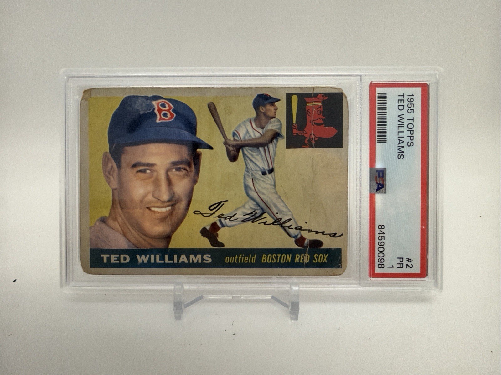 1955 Topps # 2 TED WILLIAMS - PSA 1 - HOF BOSTON RED SOX 1955 Topps # 2 TED WILLIAMS - PSA 1 - HOF BOSTON RED SOX