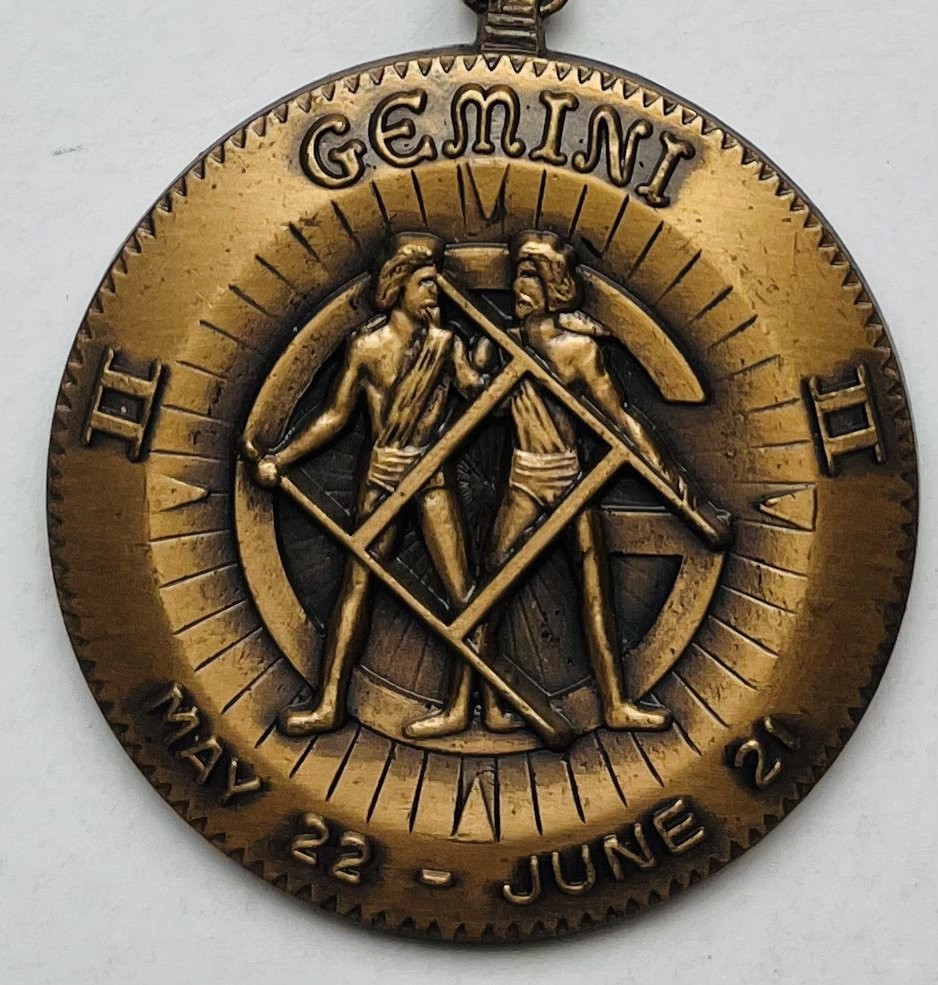 Vintage GEMINI ZODIAC Astrology Brass Keychain Medallion Vintage GEMINI ZODIAC Astrology Brass Keychain Medallion