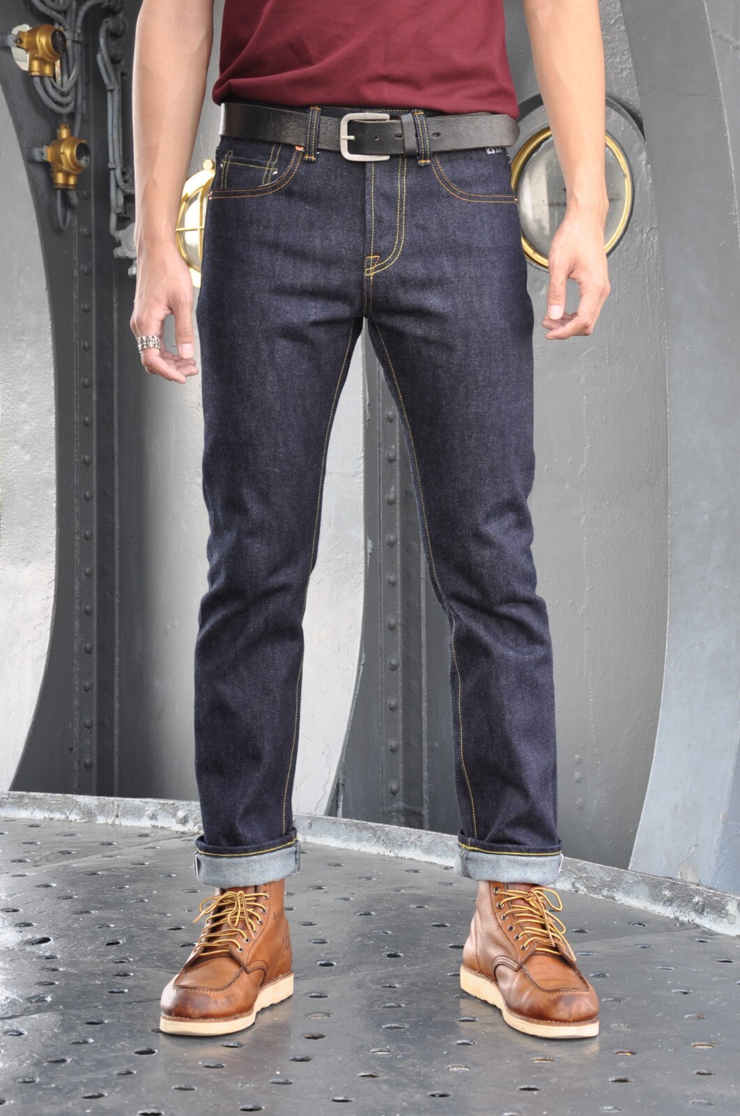 Simple&Raw Heavy Marine 18oz. Selvedge Denim Men\'s Jeans Slim Straight Fit