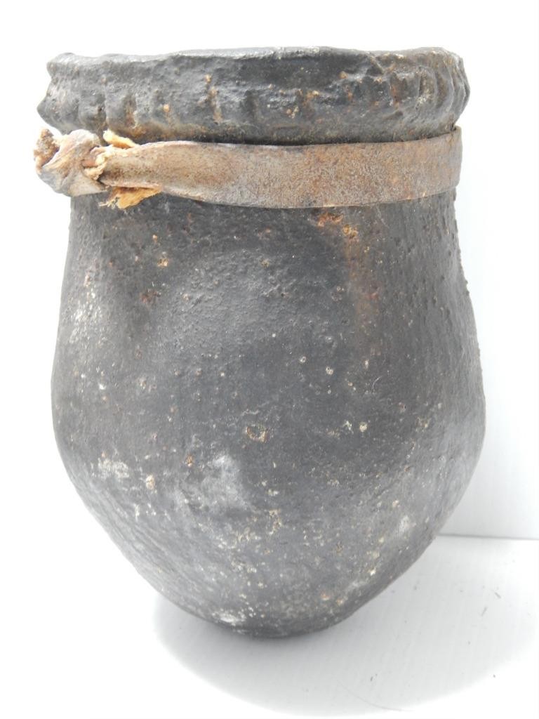 ANTIQUE 19c NAVAJO INDIAN POTTERY WATER DRUM POT - FABULOUS OLD PATINA 