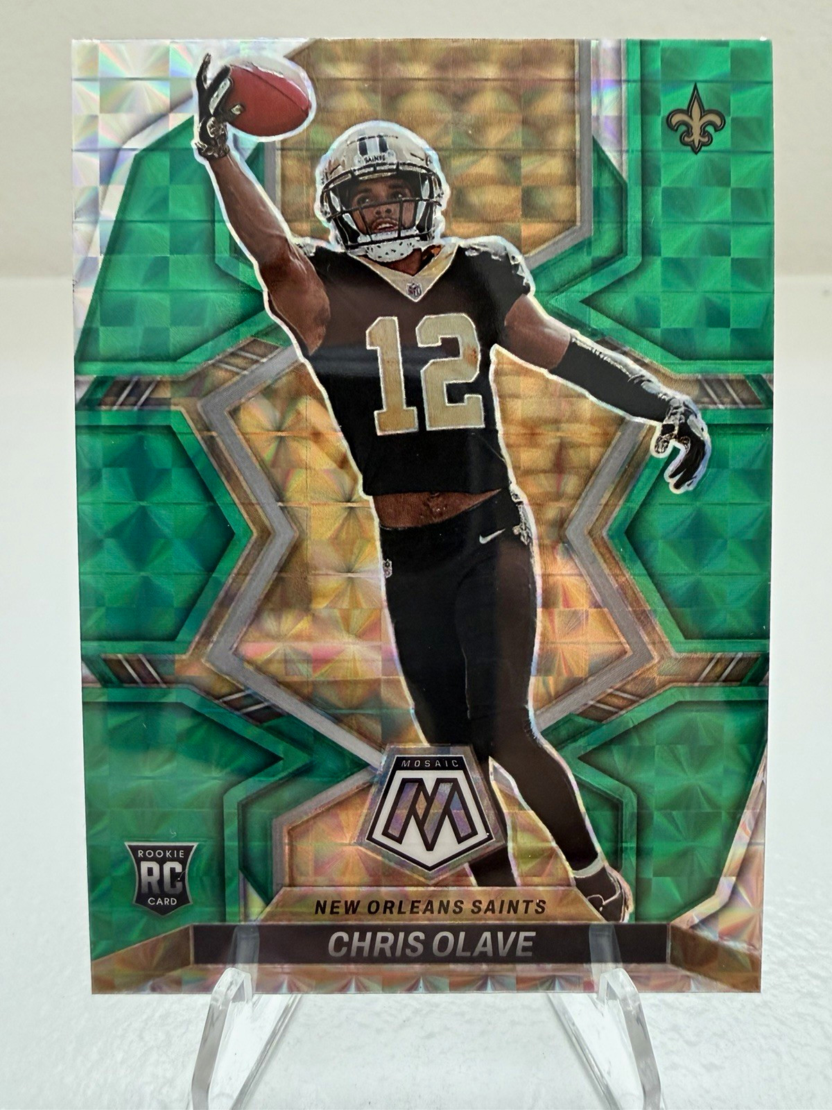 2022 Panini Mosaic Chris Olave #313 Green Mosaic Prizm Rookie RC Saints 2022 Panini Mosaic Chris Olave #313 Green Mosaic Prizm Rookie RC Saints