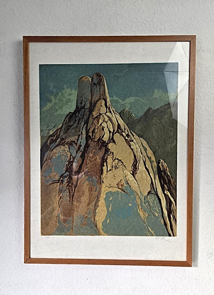 Vtg Samuel Bak Signed & Numbered Lithograph - Mt. Sinai Landscape Edition 2/750