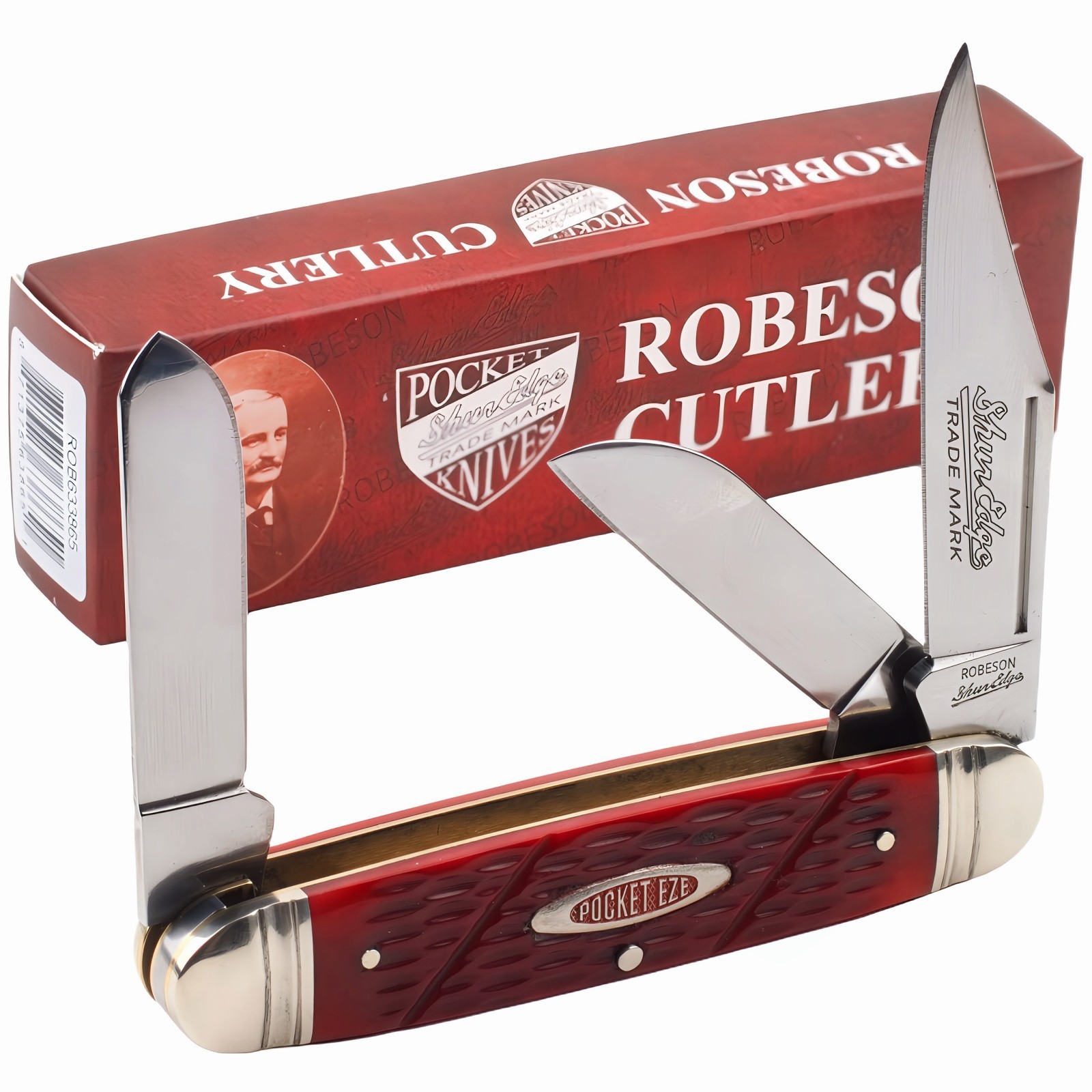 Robeson Cutlery Cattleman Folding Pocket Knife Red Jigged Bone