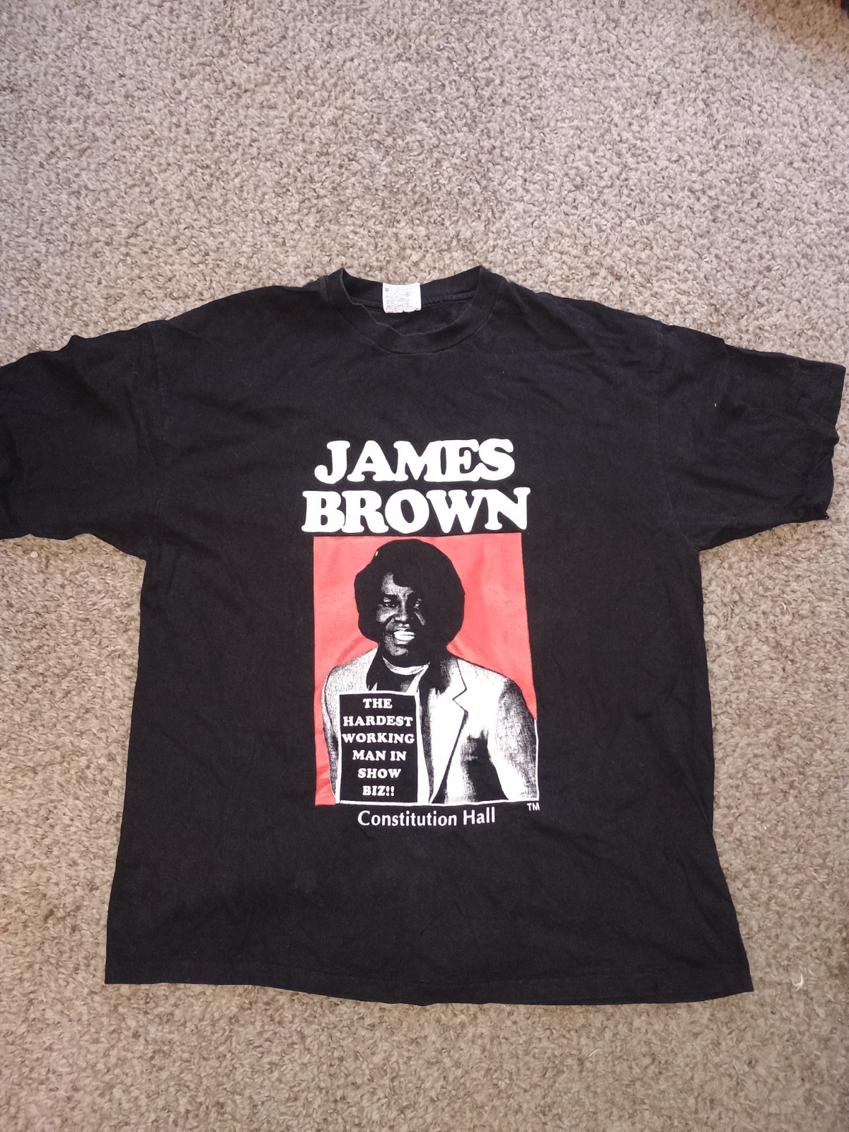 VINTAGE JAMES BROWN SOUL BROTHER #1 WORLD TOUR CONCERT PRINT ERROR T-SHIRT sz...