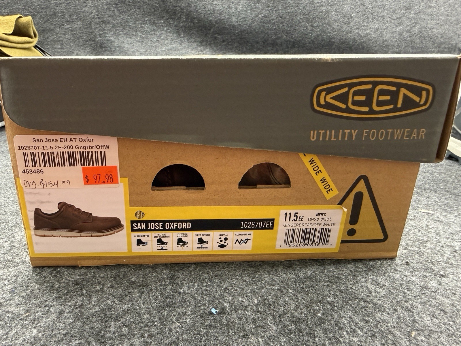 Keen Utility San Jose Oxford Mens Size 11.5 EE Work Shoes Brown Safety Toe