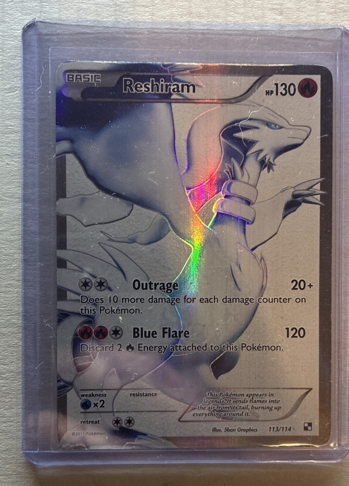 Reshiram (113 Full Art) 113/114 Black & White Holo N-Mint/lightly Played Reshiram (113 Full Art) 113/114 Black & White Holo N-Mint/lightly Played