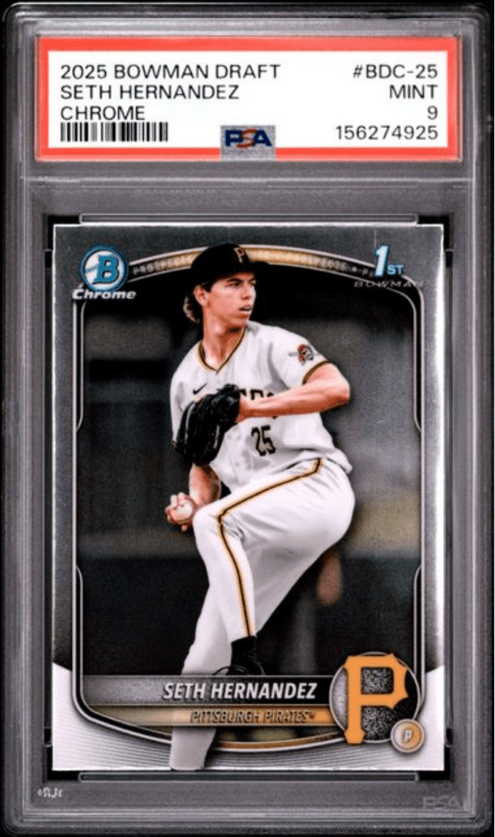 Graded 2025 Topps Bowman Draft Seth Hernandez #BDC25 Chrome RC Card PSA 9 Graded 2025 Topps Bowman Draft Seth Hernandez #BDC25 Chrome RC Card PSA 9