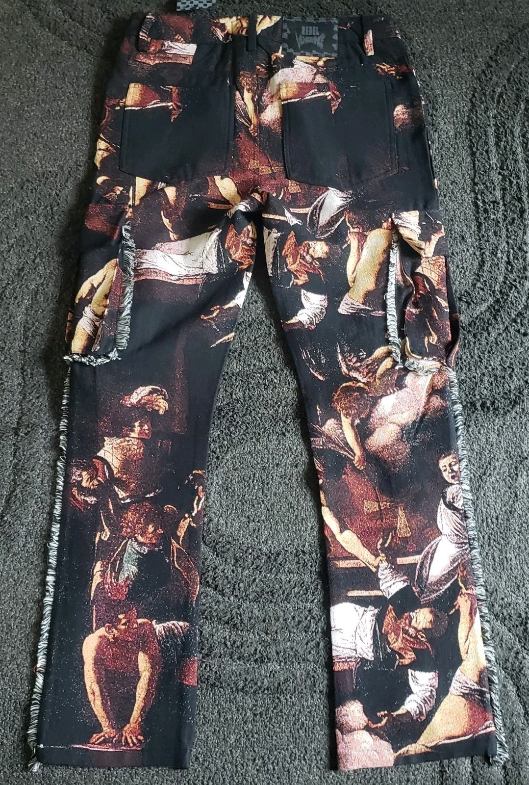 NWT Rebel Vengeance Thick Tapestry Renaissance Art Cargo Pants Men’s Size 32x32
