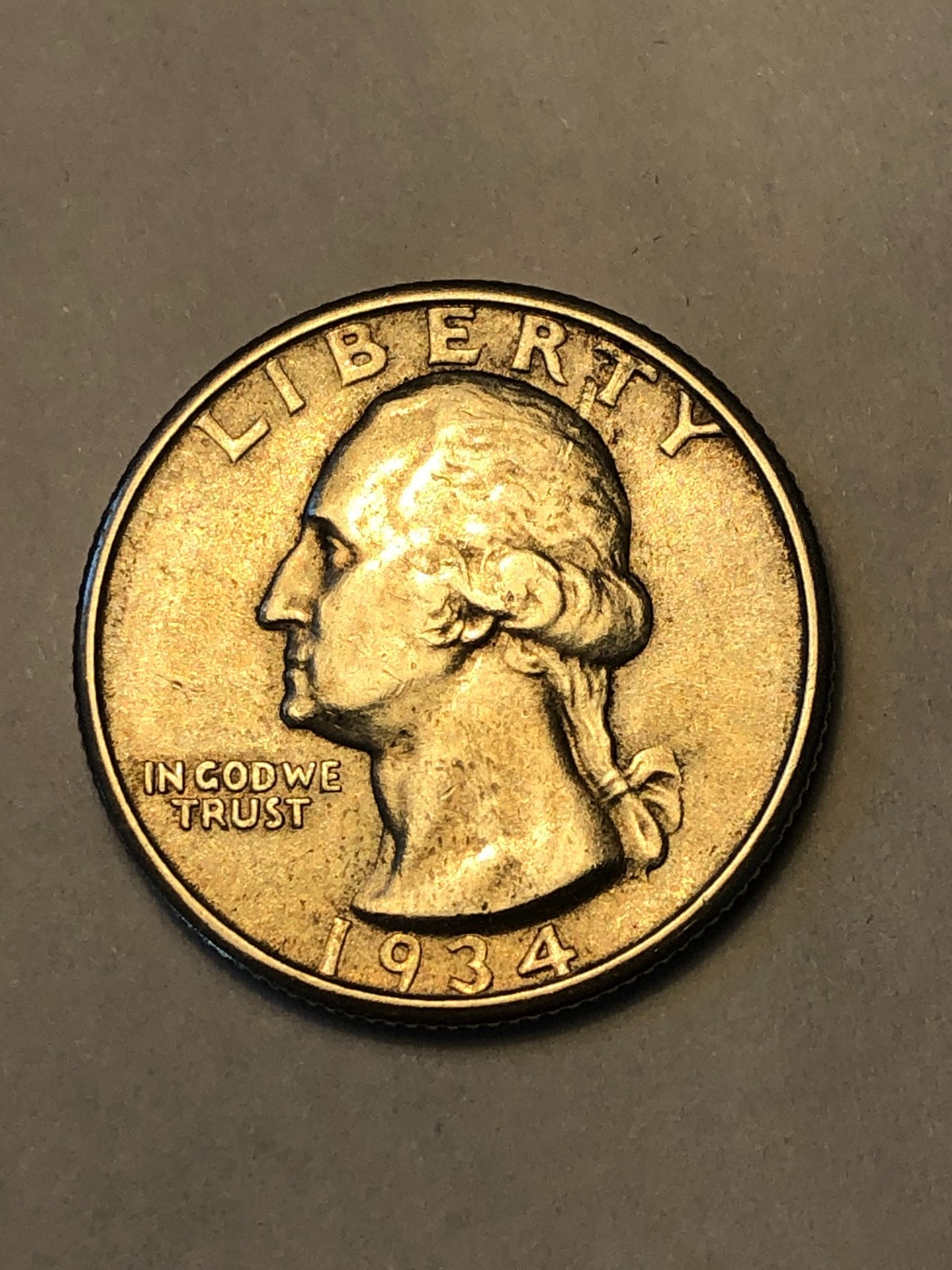 1934-P Washington Silver Quarter, EF-AU Circ., Lot 43874, 1934-P Washington Silver Quarter, EF-AU Circ., Lot 43874,