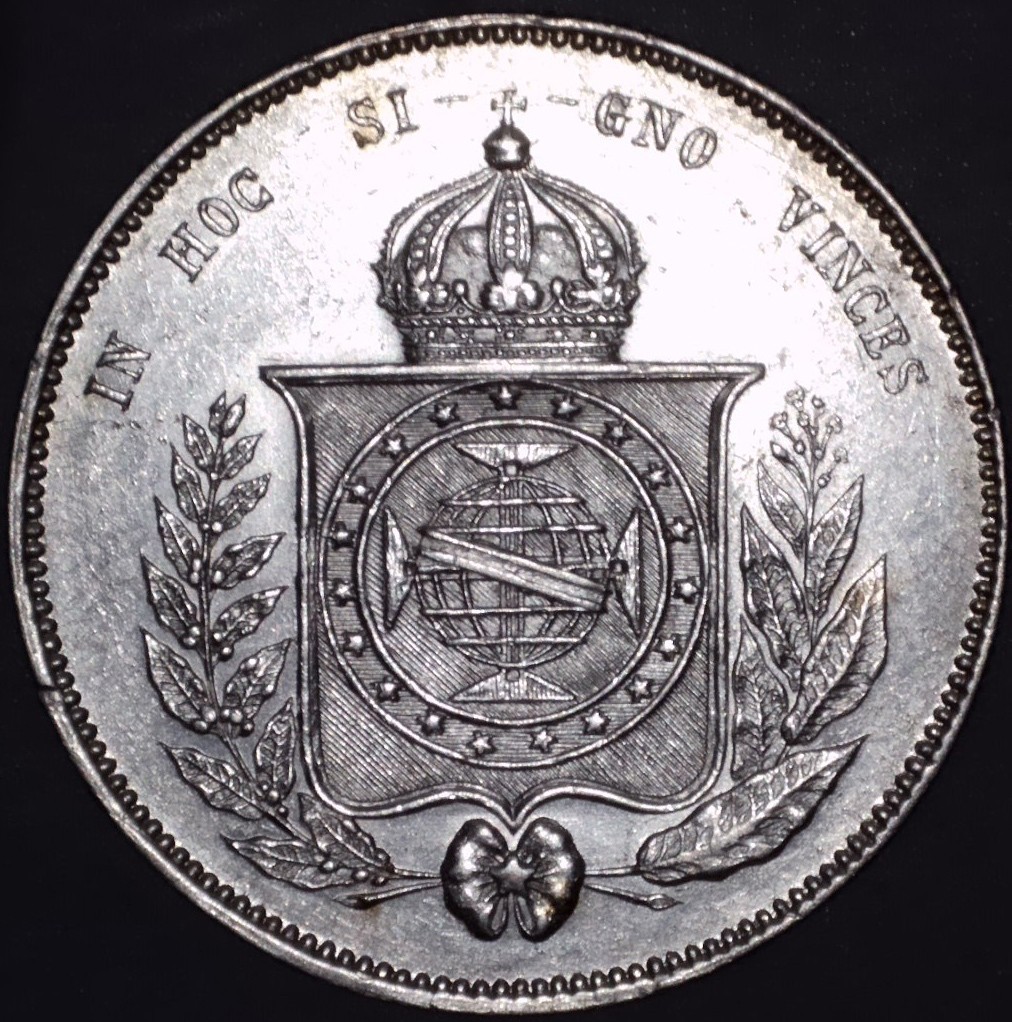 1856 Brazil 2000 Réis - Emperor Pedro II - Huge .917 Silver Coin - KM466 - Ch.BU