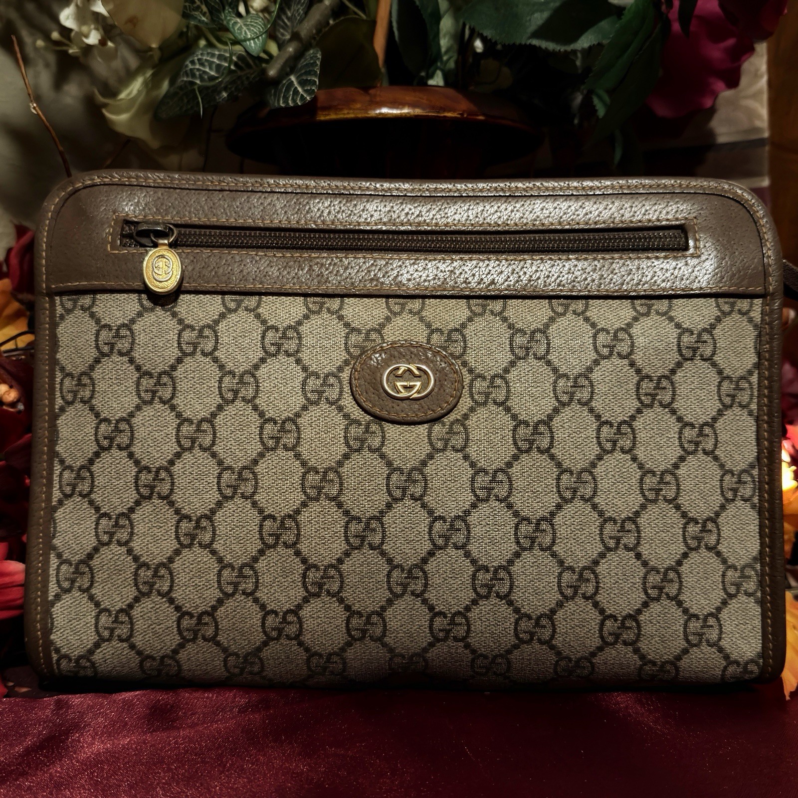 GUCCI Vintage PVC Canvas & Leather Clutch Bag Secondary Accessories Purse Italy GUCCI Vintage PVC Canvas & Leather Clutch Bag Secondary Accessories Purse Italy