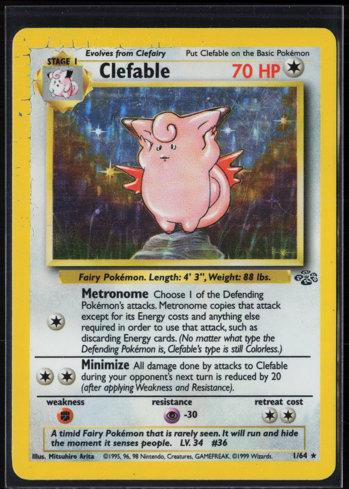 Clefable (1) Unlimited Holo Holo Rare Jungle 01/64 MP Clefable (1) Unlimited Holo Holo Rare Jungle 01/64 MP