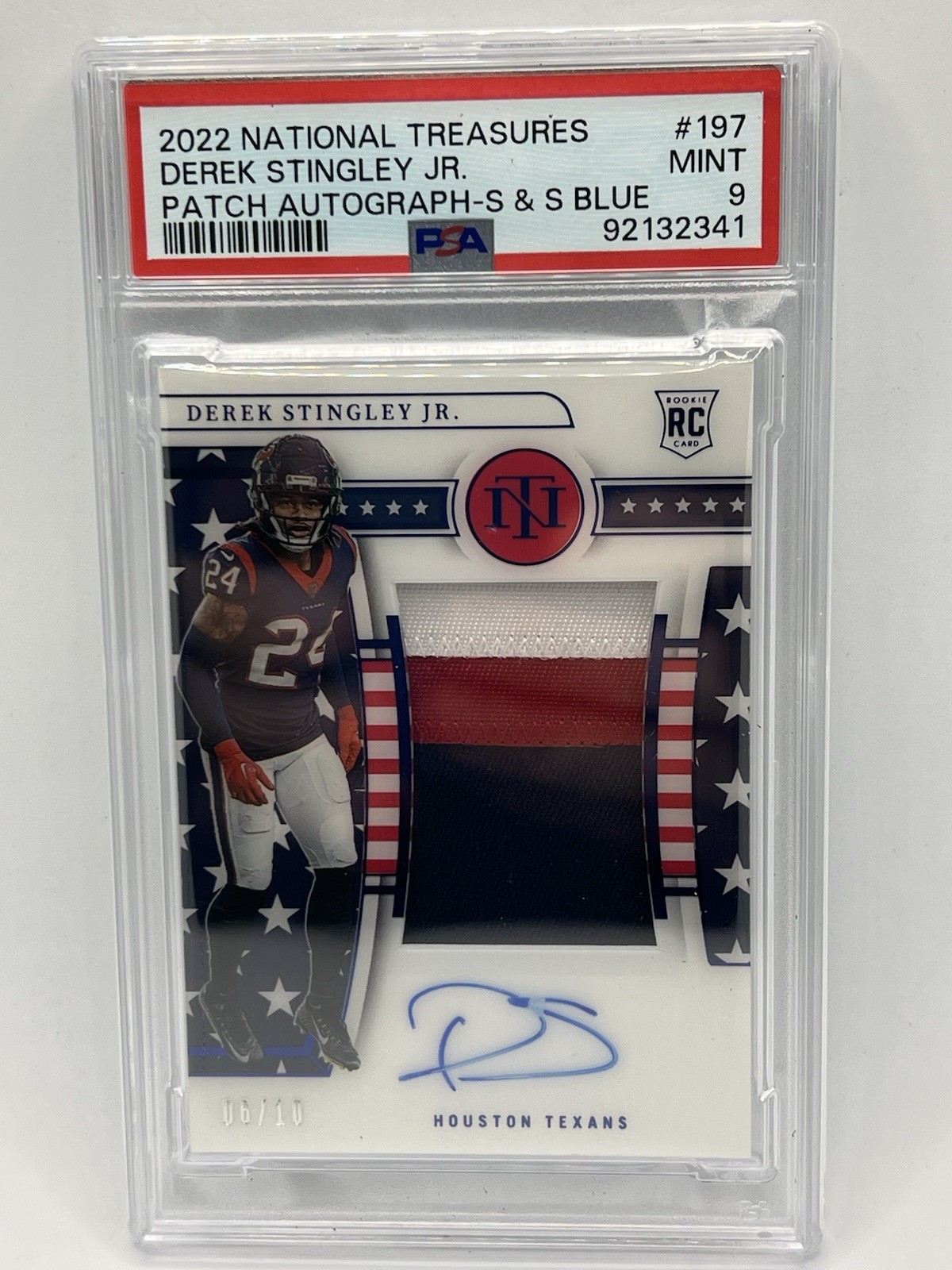 2022 National Treasures Stars & Stripes Blue RPA 197 Derek Stingley Jr /10 PSA 9 2022 National Treasures Stars & Stripes Blue RPA 197 Derek Stingley Jr /10 PSA 9