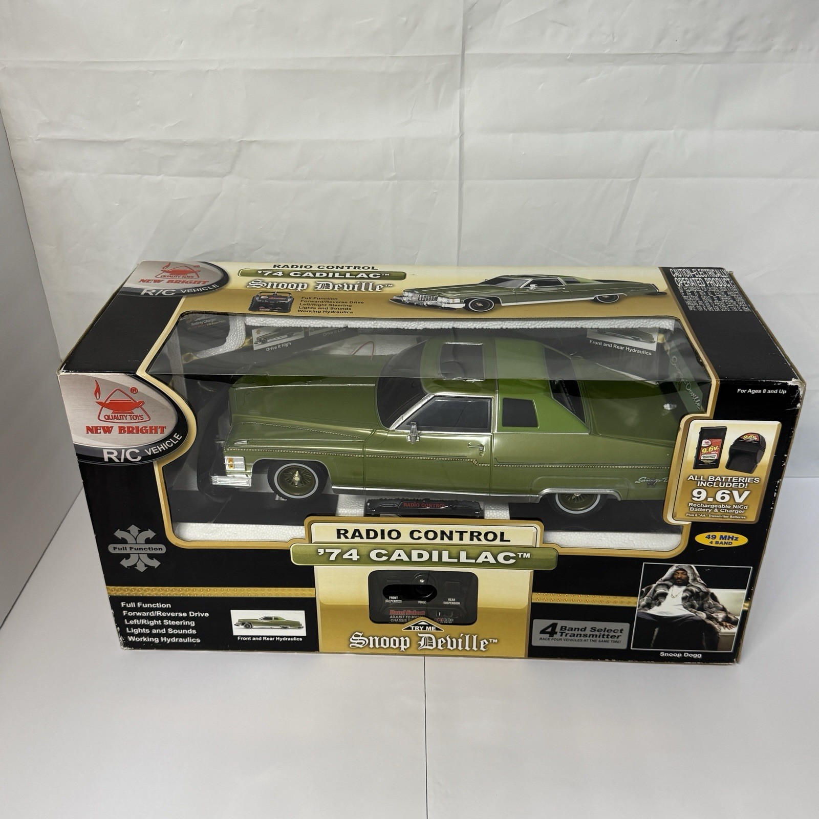New Bright Snoop DeVille 1974 Cadillac RC Car NIB Snoop Dogg Green HTF