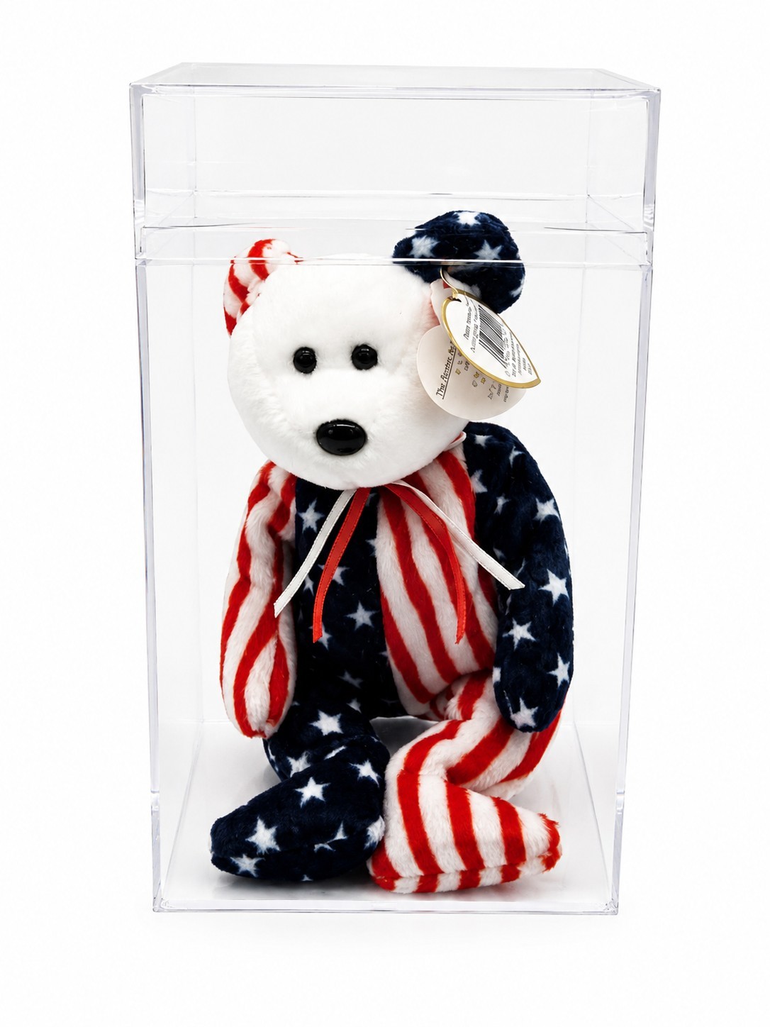 RARE 1999 Spangle The Bear Beanie Baby with Multople Errors USA Flag In Case