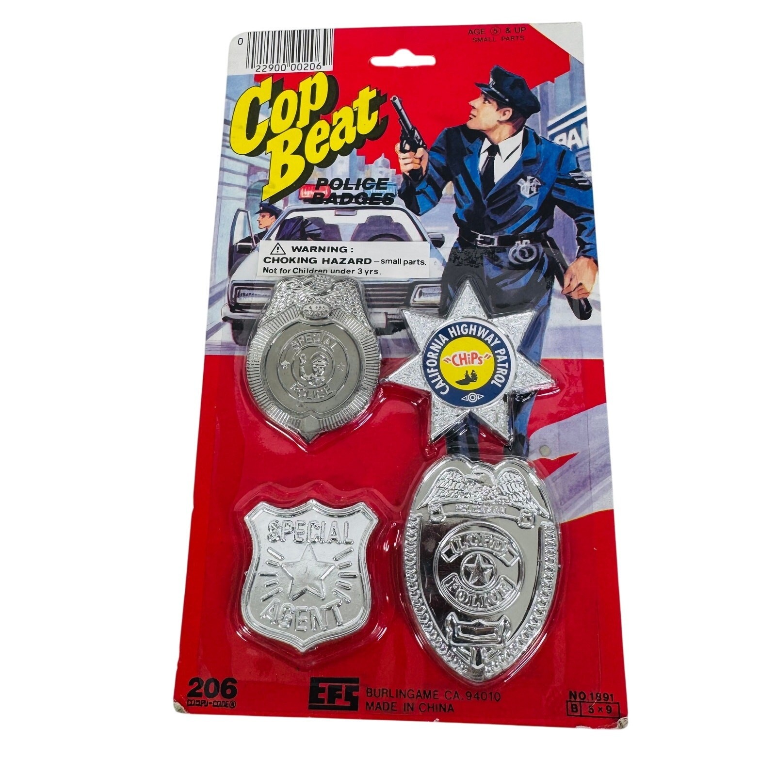Vintage Cop Beat Police Badges Toy Set EFS 1891 CHiPs Special Agent