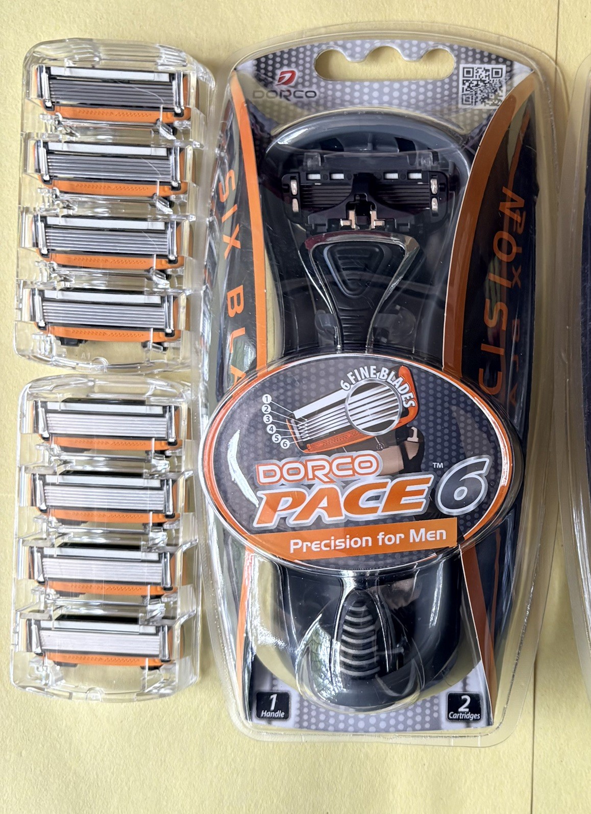 Dorco Pace 6 Razor Handle For Men With 6 Precision Blades Plus 10 Cartridges. 