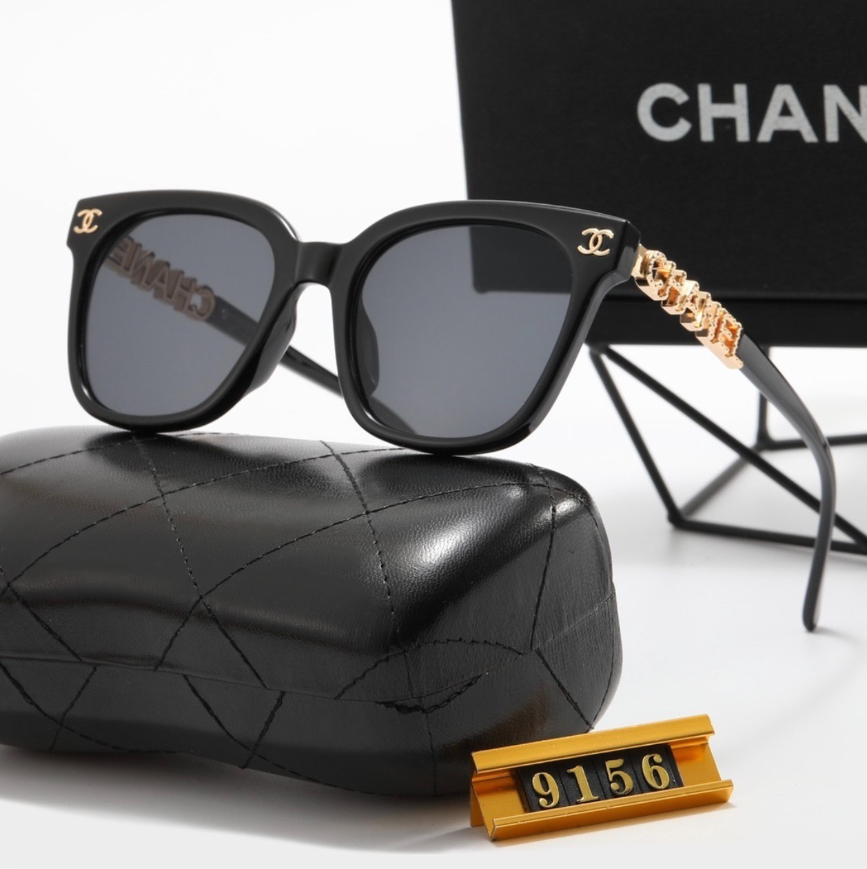 Gorgeous CHANEL 0748 Square Black Eyeglasses 62-16-142 with Case and Box