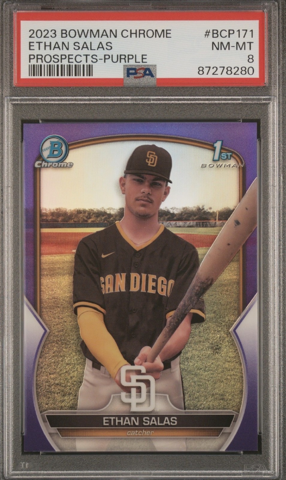 2023 Bowman Chrome Prospects Ethan Salas Purple Refractor /250 #BCP171 PSA 8
