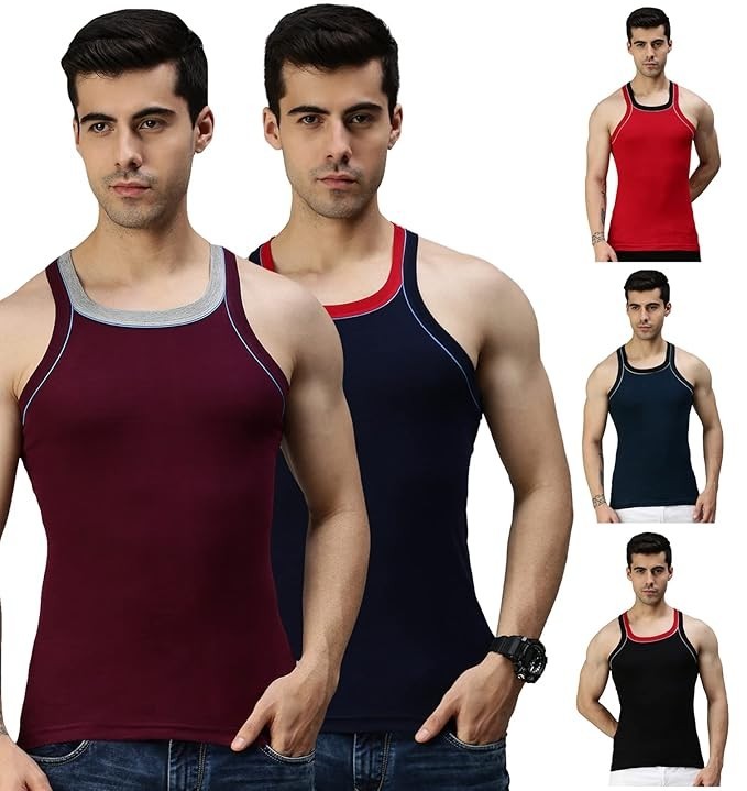 Lux Cozi Mens  Gym Cotton Xylo Vest (Pack of 5) (Colors & Print May Vary)