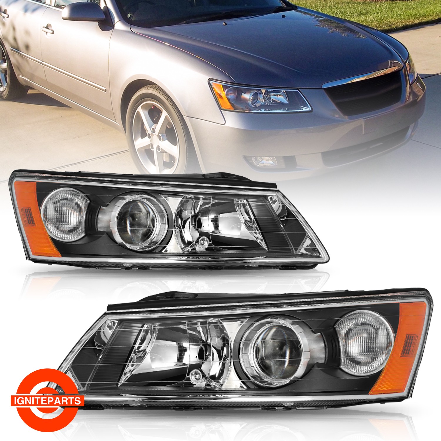 For 2006 2007 2008 Hyundai Sonata Left+Right Headlamps Headlights Assembly Set For 2006 2007 2008 Hyundai Sonata Left+Right Headlamps Headlights Assembly Set