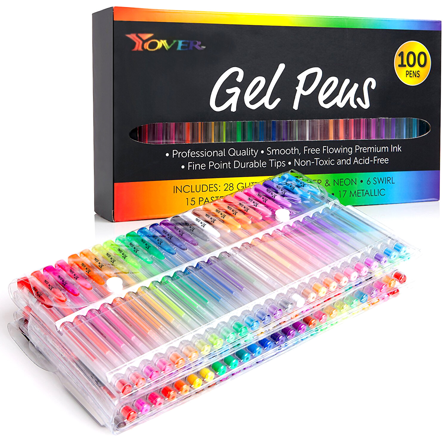 100 PCS Gel Pens Metallic Neon Glitter Pastel High Quality with Fine Points 100 PCS Gel Pens Metallic Neon Glitter Pastel High Quality with Fine Points
