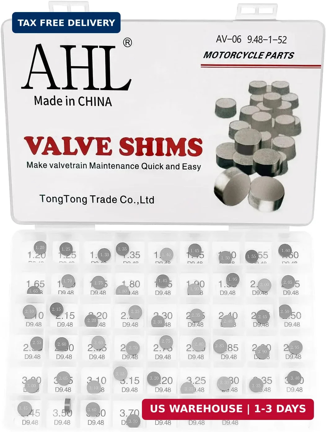 9.48mm O.D. 1.20mm-4.00mm Thick Adjustable Valve Shim Kit for Honda CRF450R CRF4