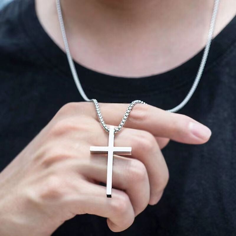 Cross Necklace for Men | Silver Cross Pendant Necklace | Plain Cross Necklace