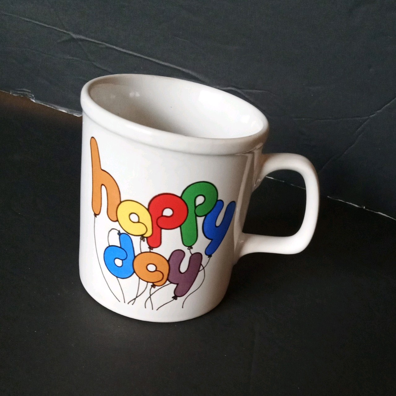 Vintage 1980's Japanese Happy Day Balloon Letters Mug 