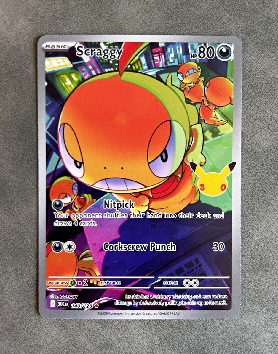 The Pokemon Company Scraggy 140/128 30th Celebration Holo Full Art IR English The Pokemon Company Scraggy 140/128 30th Celebration Holo Full Art IR English