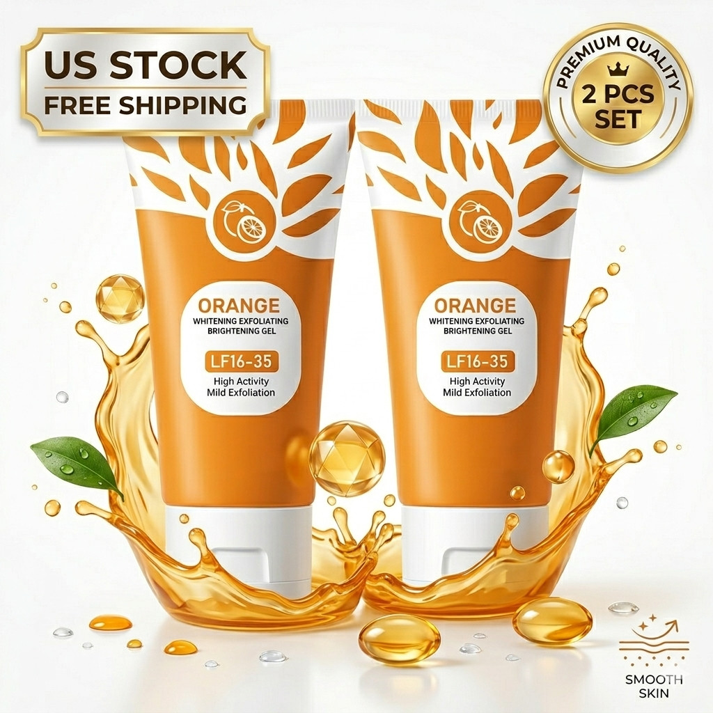 2Pcs Orange Exfoliating Gel Face Body Peeling Scrub Whitening Deep Clean Pores 2Pcs Orange Exfoliating Gel Face Body Peeling Scrub Whitening Deep Clean Pores