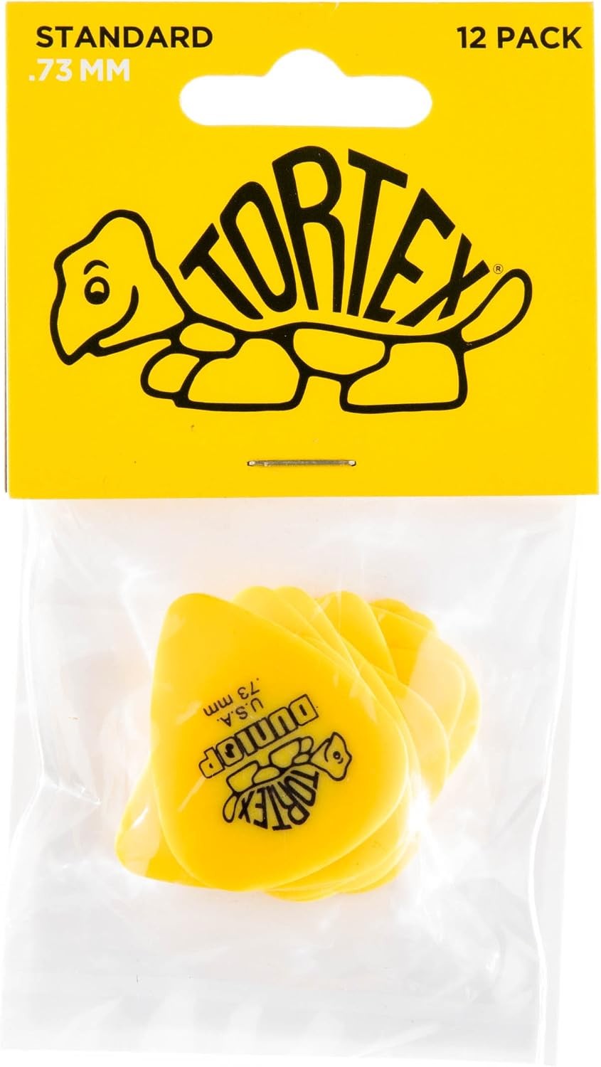 Dunlop Tortex Standard .73mm Yellow Guitar Pick, 12 Pack
