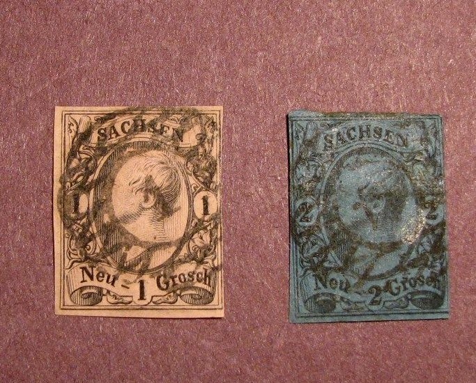 Germany-Saxony Stamp Scott# 10 & 11 King John I 1855-60 C56 Germany-Saxony Stamp Scott# 10 & 11 King John I 1855-60 C56