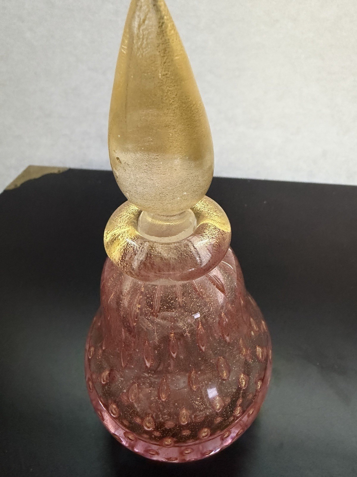 Vintage Italian Art Glass Gold Flecked Murano Perfume Pair Vintage Italian Art Glass Gold Flecked Murano Perfume Pair