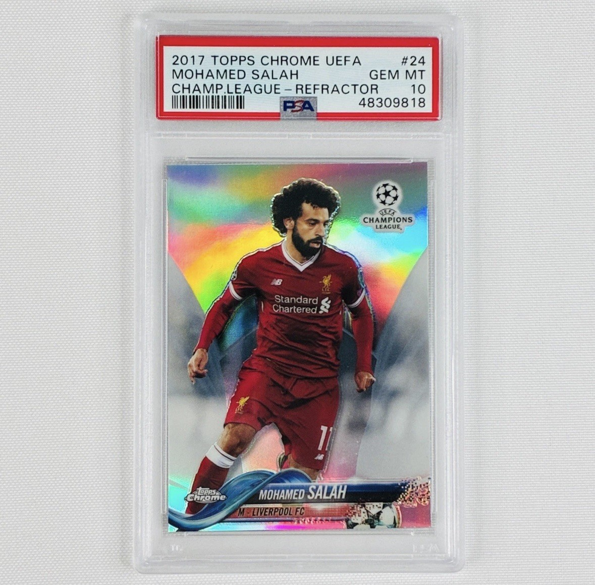 2017 Topps Chrome UEFA Champions League UCL Mohamed Salah #24 Refractor PSA 10 2017 Topps Chrome UEFA Champions League UCL Mohamed Salah #24 Refractor PSA 10