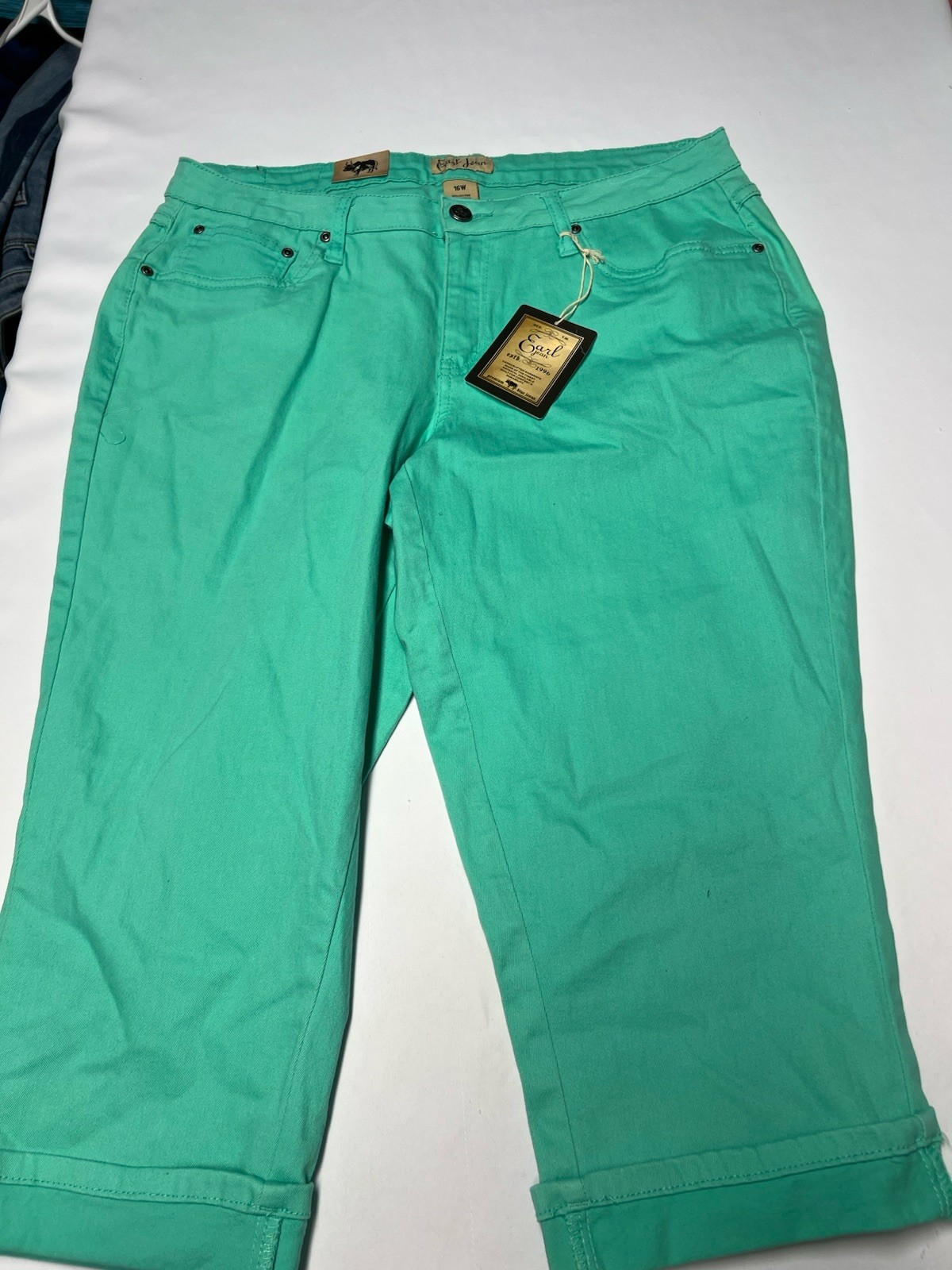 Earl Jean Women’s Capri Pants 16W Turquoise Green Cropped NWT Plus Size