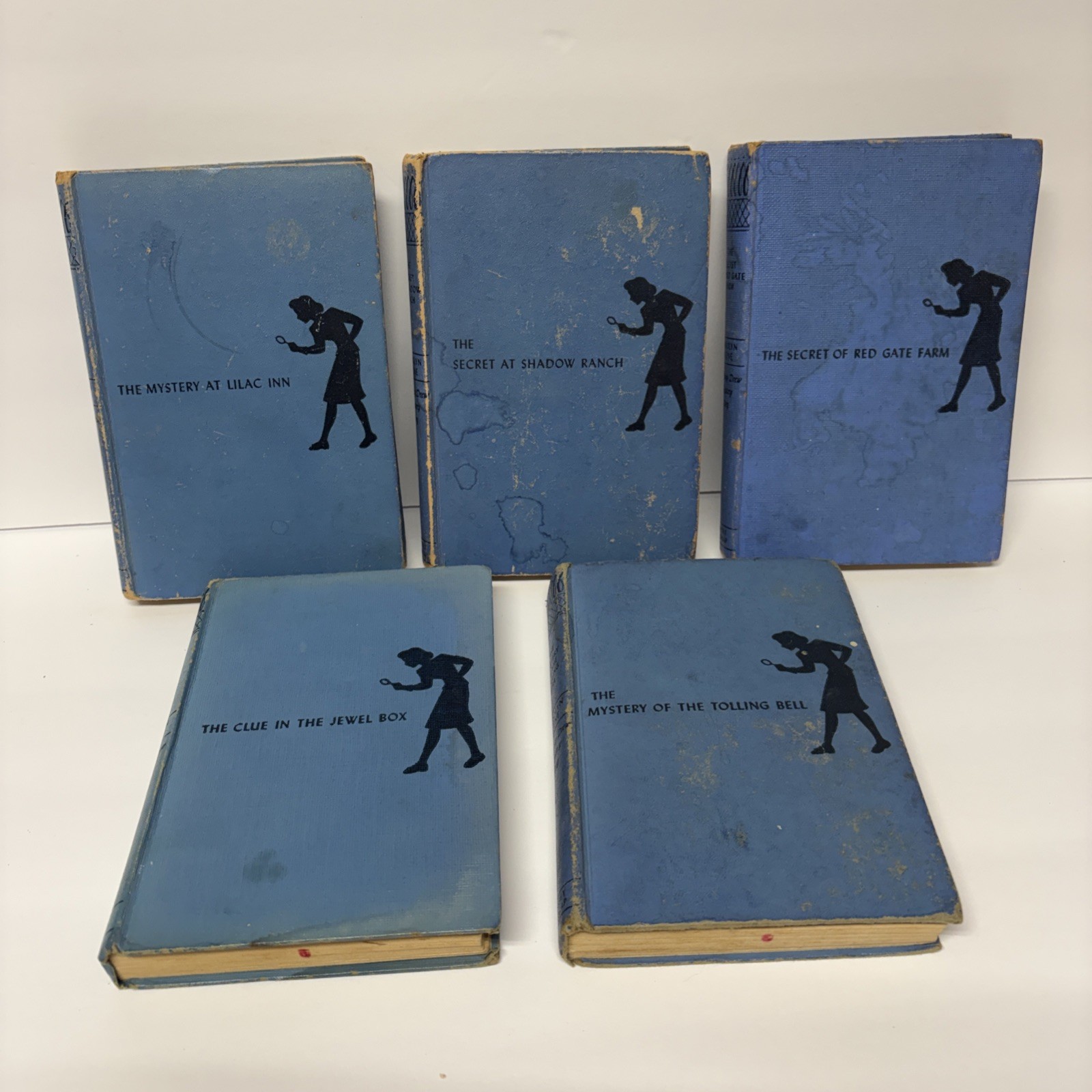 Lot of 5 Vintage Nancy Drew blue cover books 1930-1946 Grosset & Dunlap 