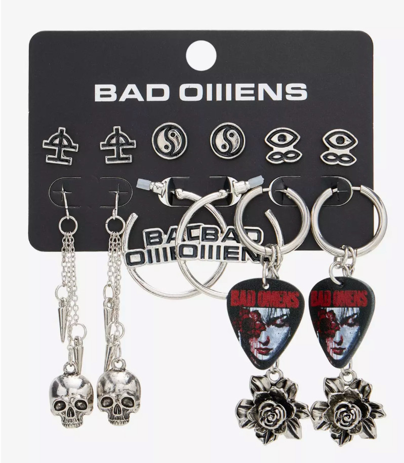 Official BAD OMENS Icons Earring Set Of Six Pairs NEW ON CARD