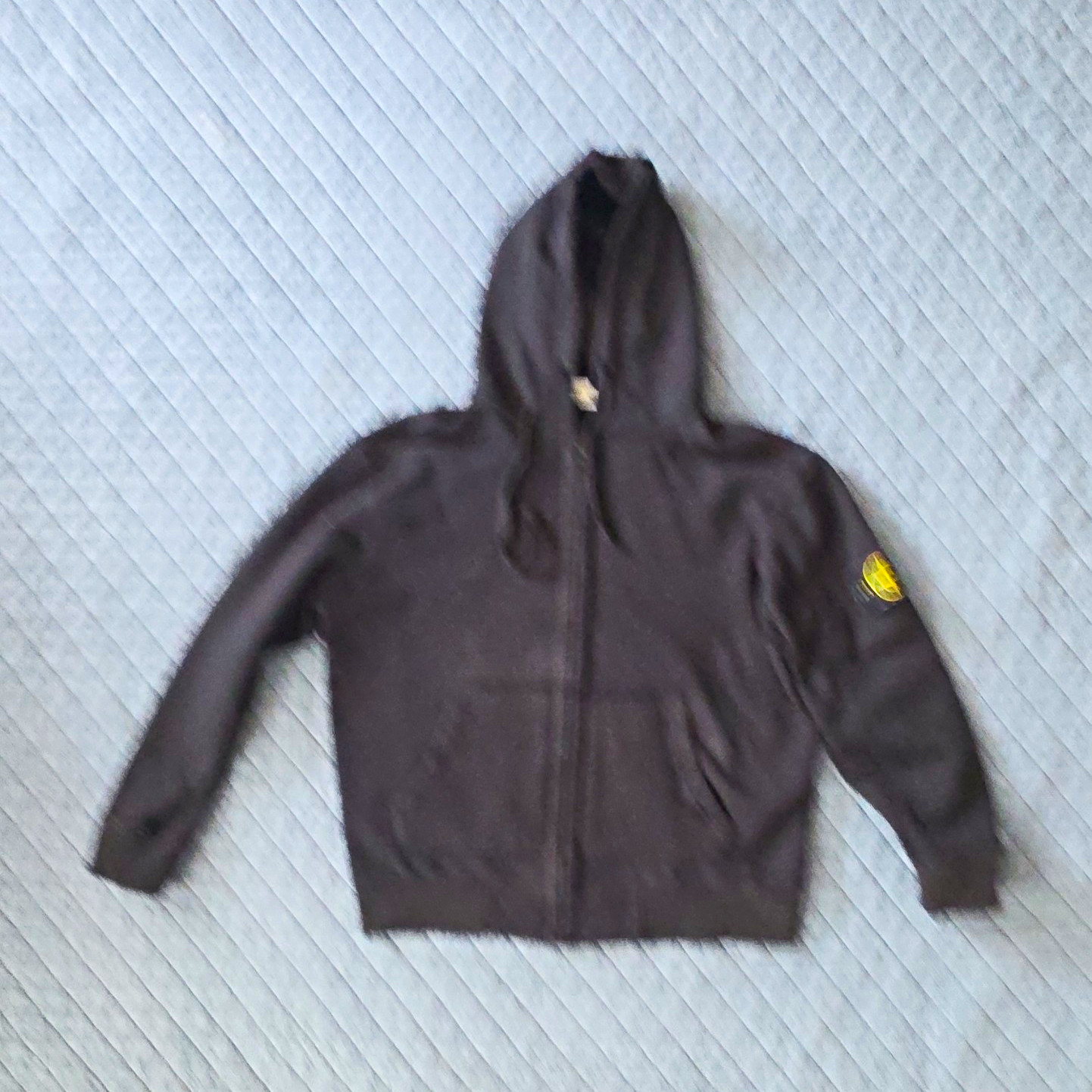 Stone Island Men\'s Black Cotton Fleece Compass Logo Full Zip Hooded Hoodie XL