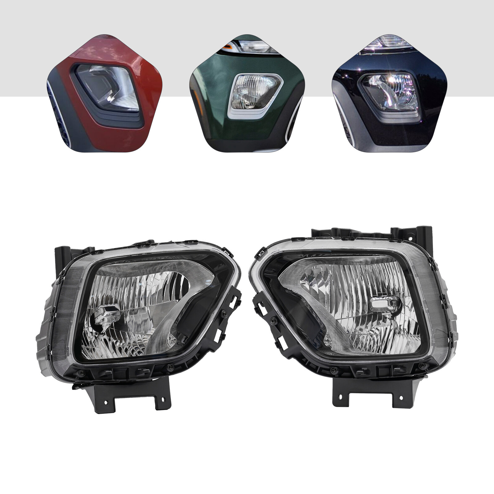 Headlights Headlamps Halogen Projector Pair Left & Right For 2020-2021 Kia Soul