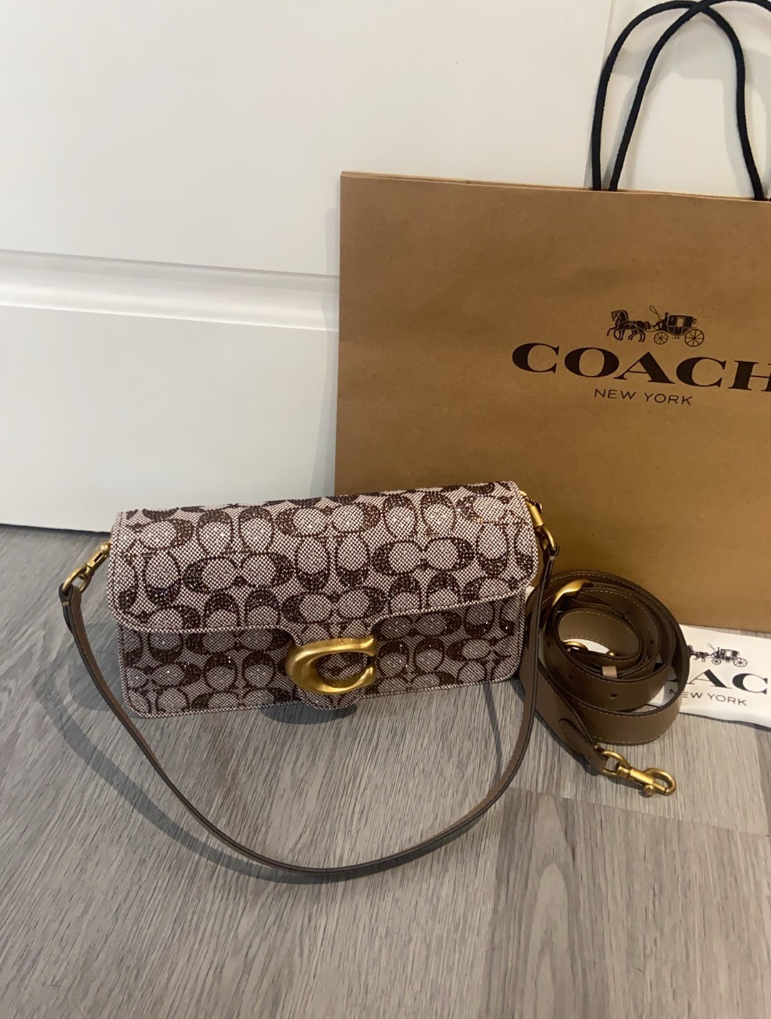 Coach Tabby Shoulder Bag 26 Crystal Signature Jacquard CDZ34 Mushroom Coach Tabby Shoulder Bag 26 Crystal Signature Jacquard CDZ34 Mushroom